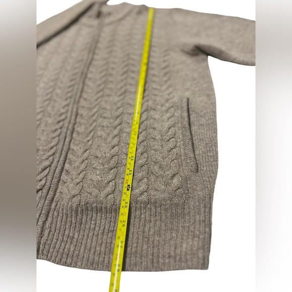 Patrick James Sweaters Full Double Zip Cardigan Teak Lambswool Band Collar Sz L - Picture 6 of 8
